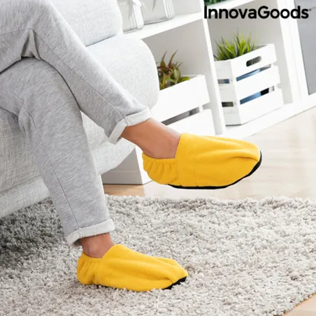 Microwavable Heated Slippers InnovaGoods Mustard